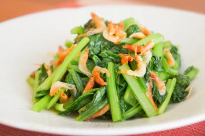 子どもと食べよう！干しえびと小松菜の炒め煮画像