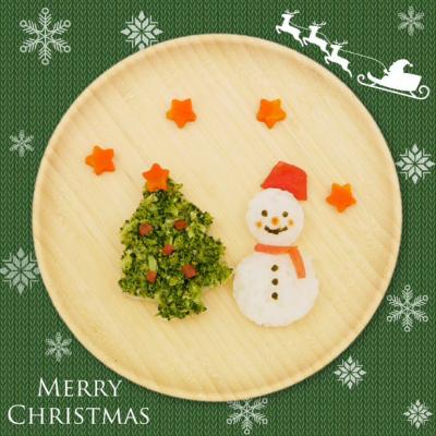 ツリーマッシュポテト＆雪だるまおかゆ画像