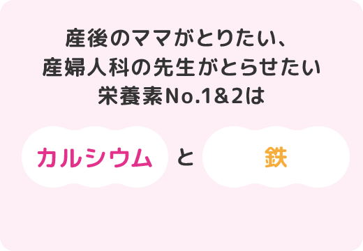 産後のママがとりたい、産婦人科の先生がとらせたい栄養素No.1&2は