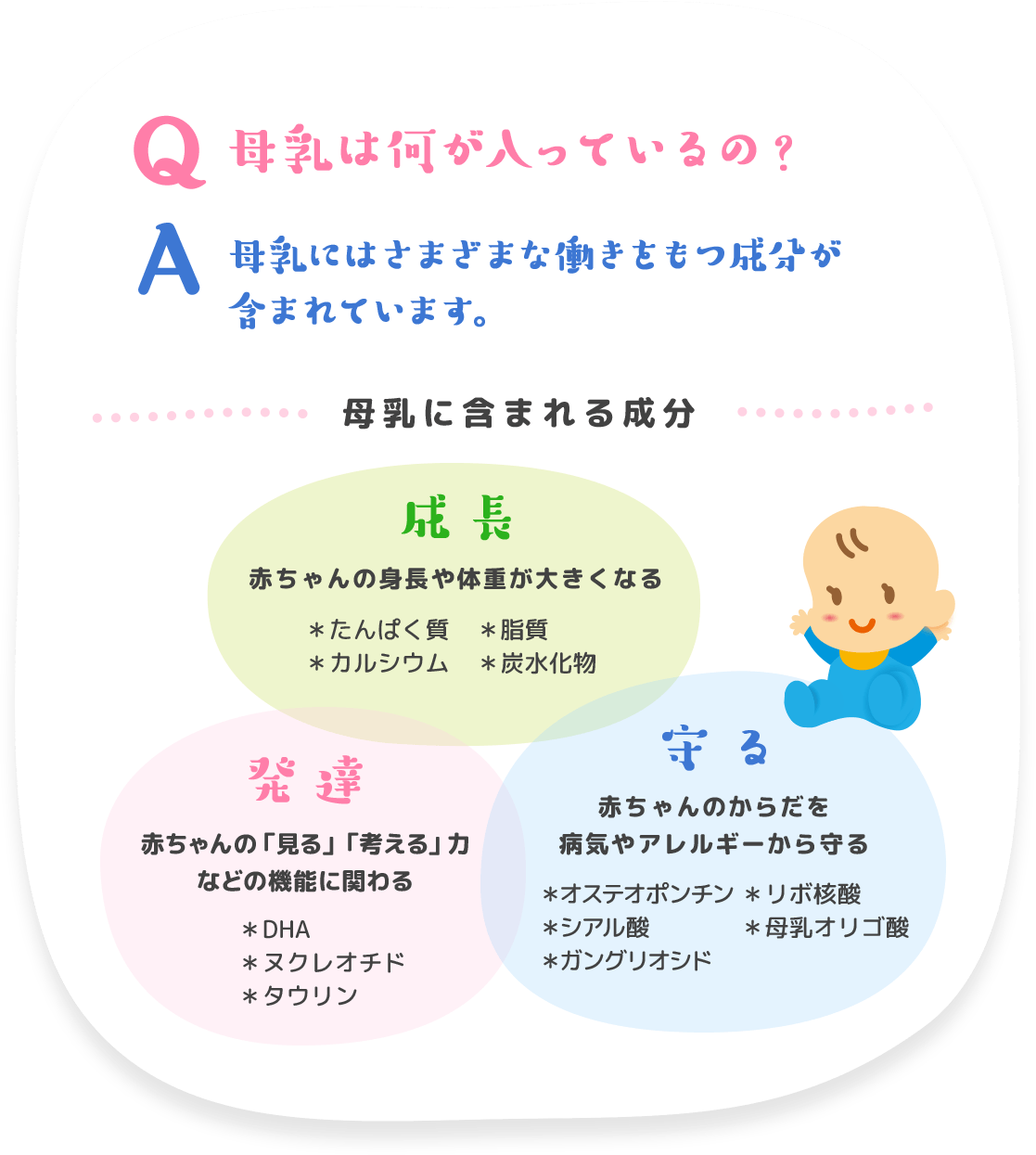 Q ⺟乳は何が⼊っているの？